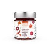 Pot de Gelée de piment et Canneberge par CANNE BERGE. Aliments du Québec par Nutra-Fruit.