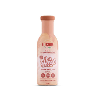 Bouteille de la moyé épicée faible en calories par FitCook Foodz.