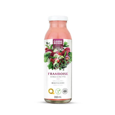 Vinaigrette canneberge et framboise par CANNE BERGE. Aliments préparés au Québec par Nutra-Fruit.