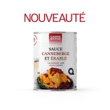 Boîte de conserve de sauce canneberge et érable par CANNE BERGE. Aliments du québec