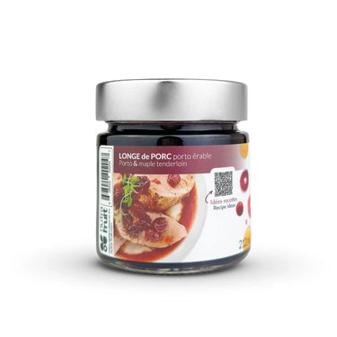 Pot de longe de porc porto érable par Nutra-fruit. fait avec des canneberges cultivées au Québec.